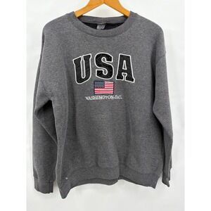 BC USA Washington DC Sweatshirt Mens XL Embroidered Flag Pullover Patriotic
